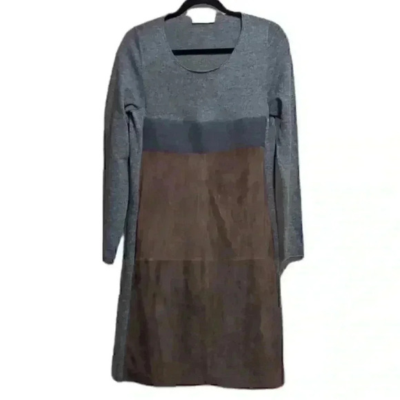 ToneT color block Suede, Cashmere, and virgin wool dress eu 42 - Picture 4 of 16